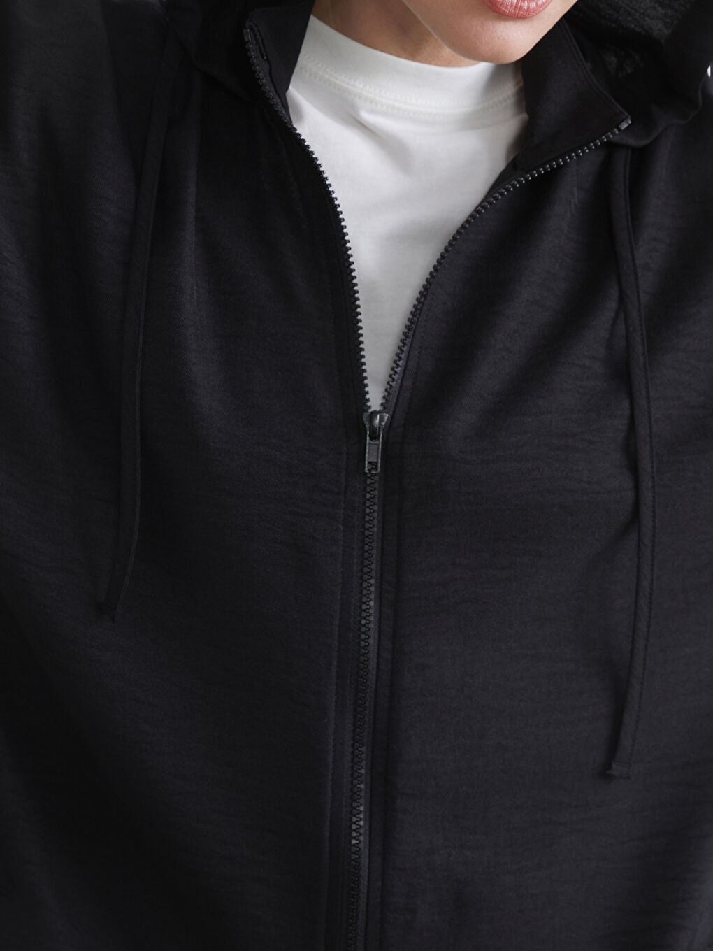 Siyah Kapüşonlu Oversize Kadın Tunik-2