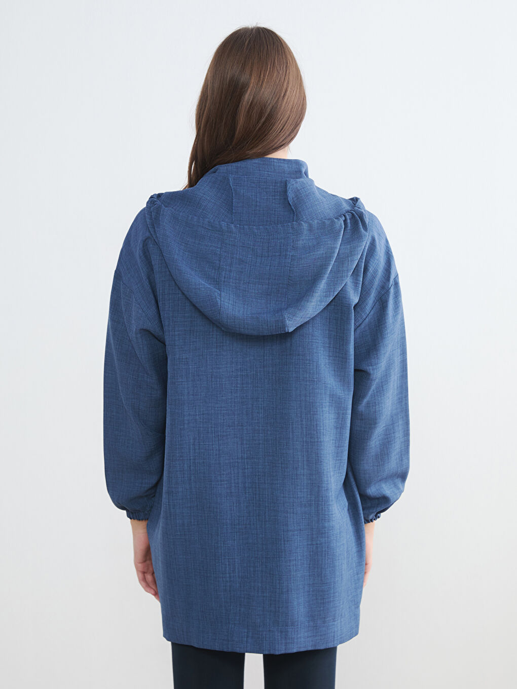 Lacivert Kapüşonlu Oversize Kadın Tunik-3