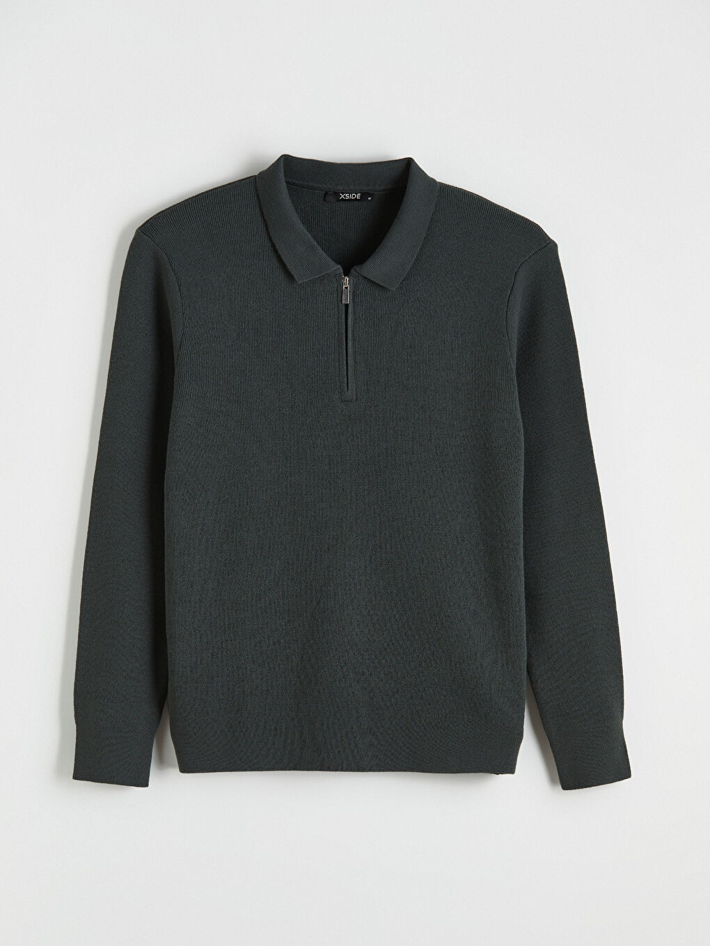 Yeşil Polo Yaka Erkek Triko Kazak-4