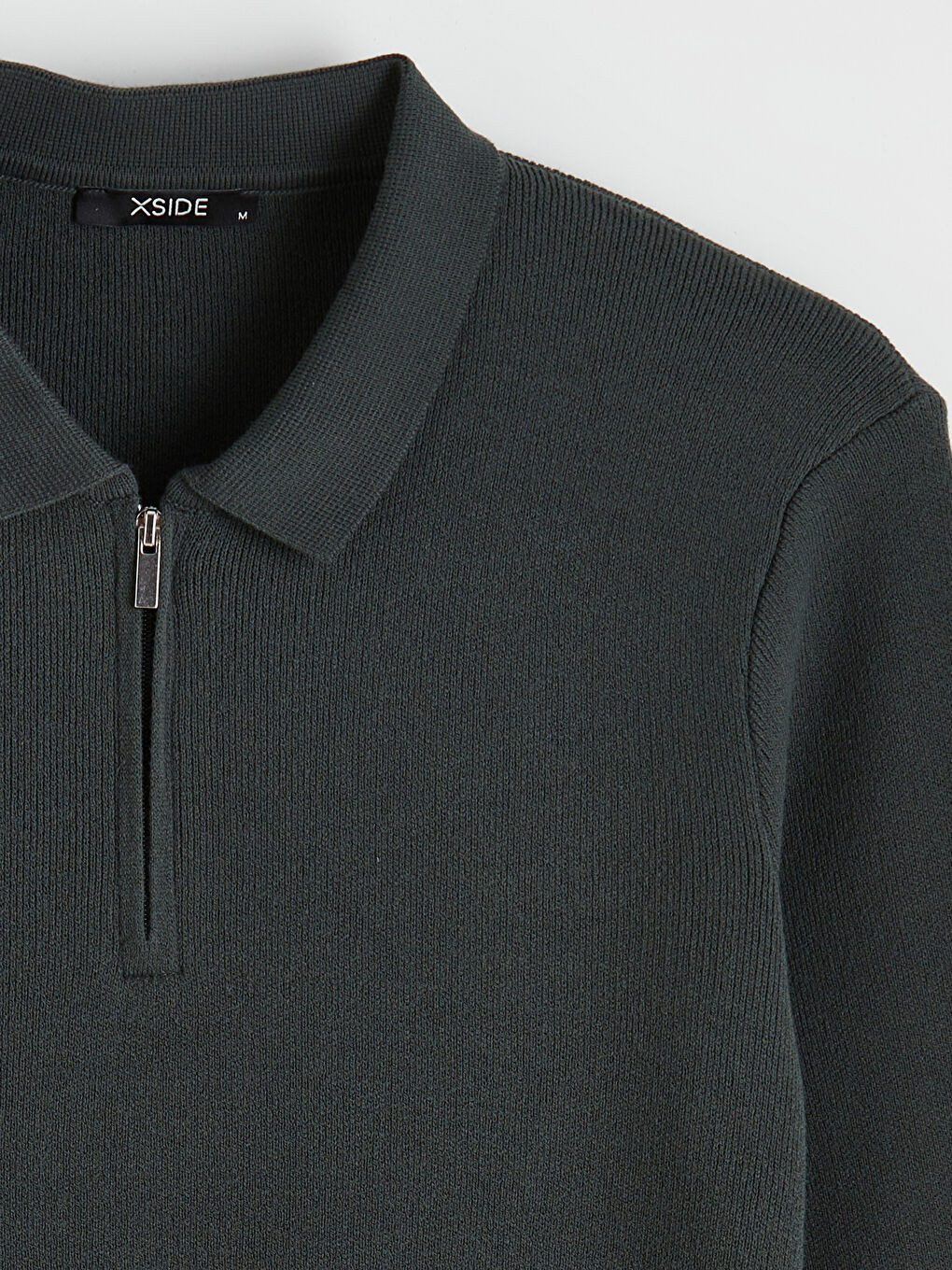 Yeşil Polo Yaka Erkek Triko Kazak-5