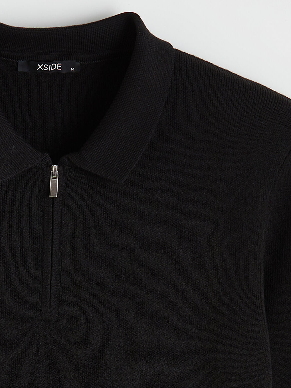 Siyah Polo Yaka Erkek Triko Kazak-1