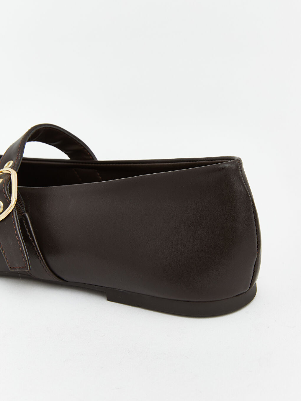 Kahverengi Deri Görünümlü Kadın Babet -4