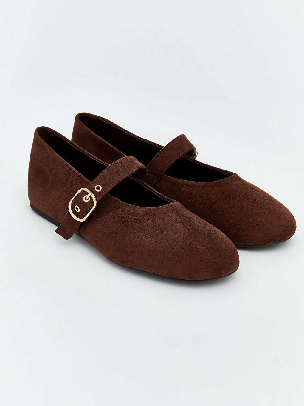 Kahverengi Süet Görünümlü Kadın Babet