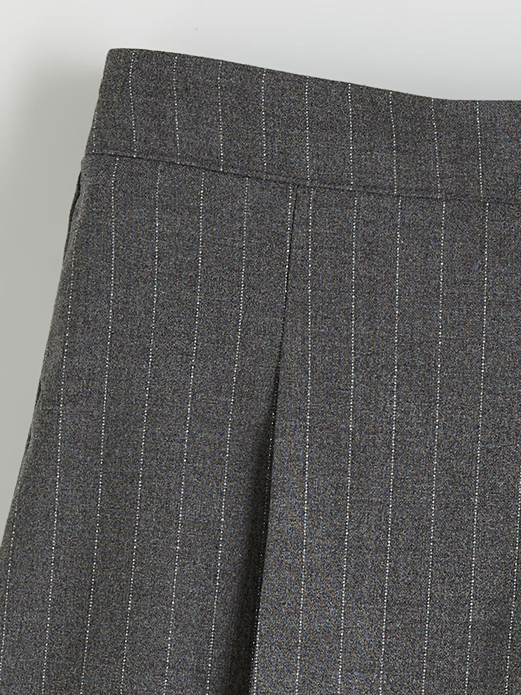 Gri Beli Lastikli Çizgili Kız Çocuk Şort Etek-1