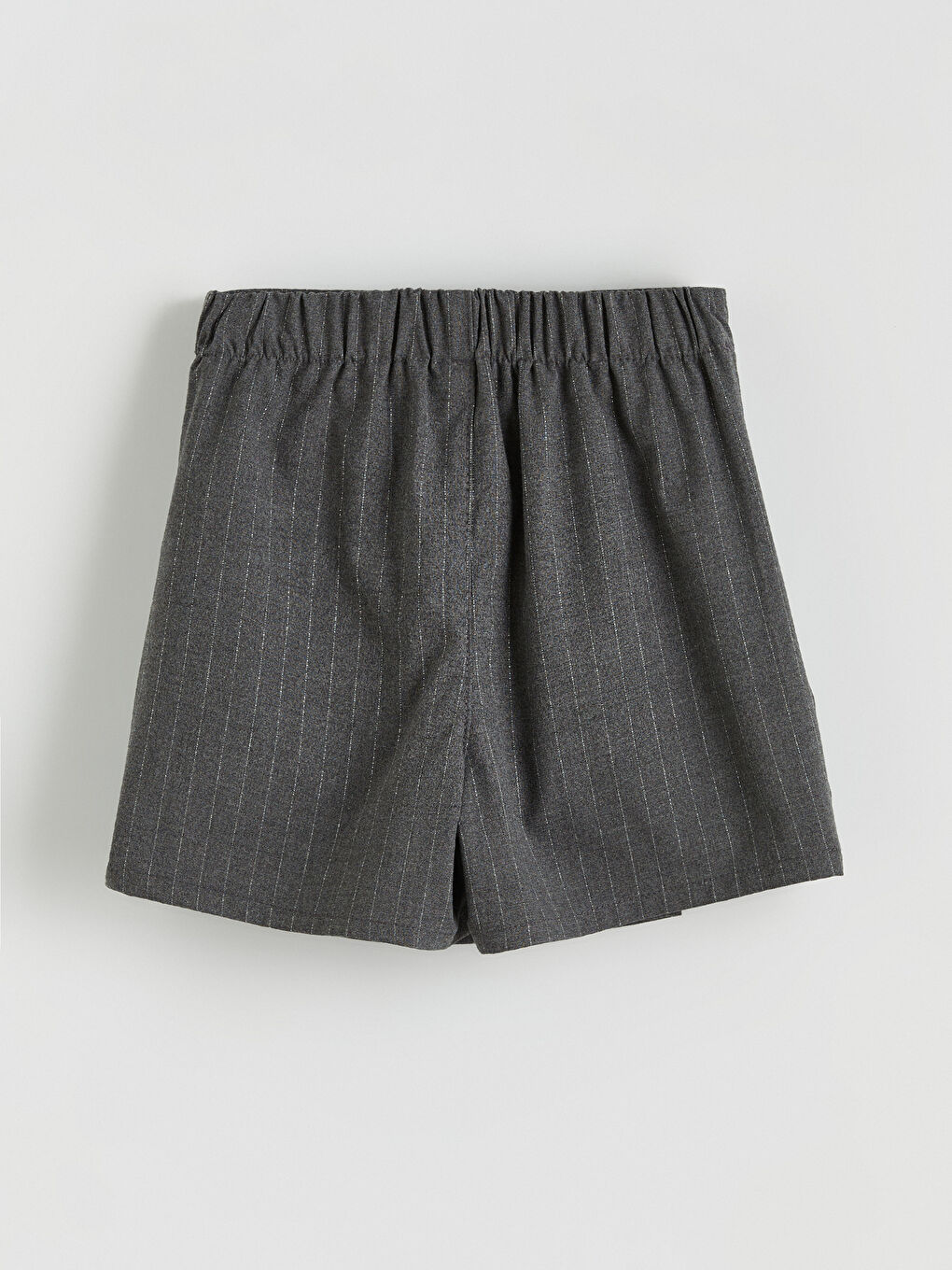 Gri Beli Lastikli Çizgili Kız Çocuk Şort Etek-2