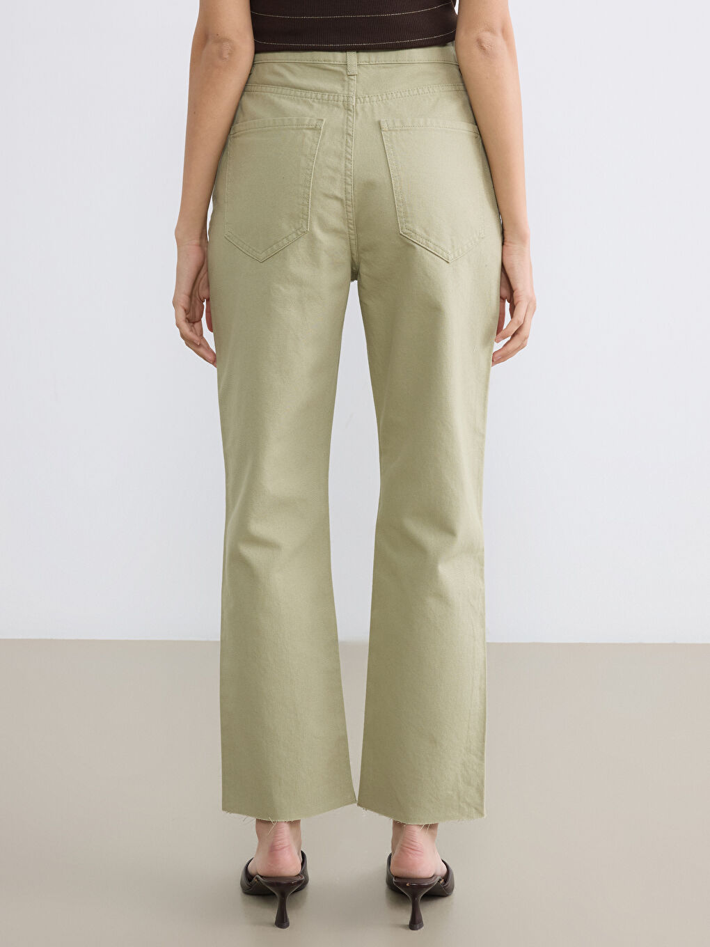 Yeşil Regular Fit Kadın Gabardin Pantolon-3