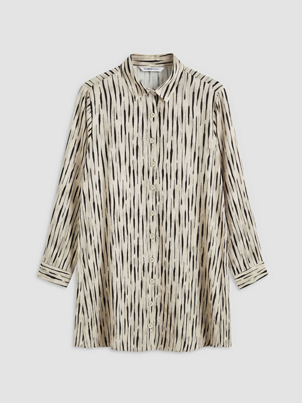 Bej Desenli Kadın Gömlek Tunik	