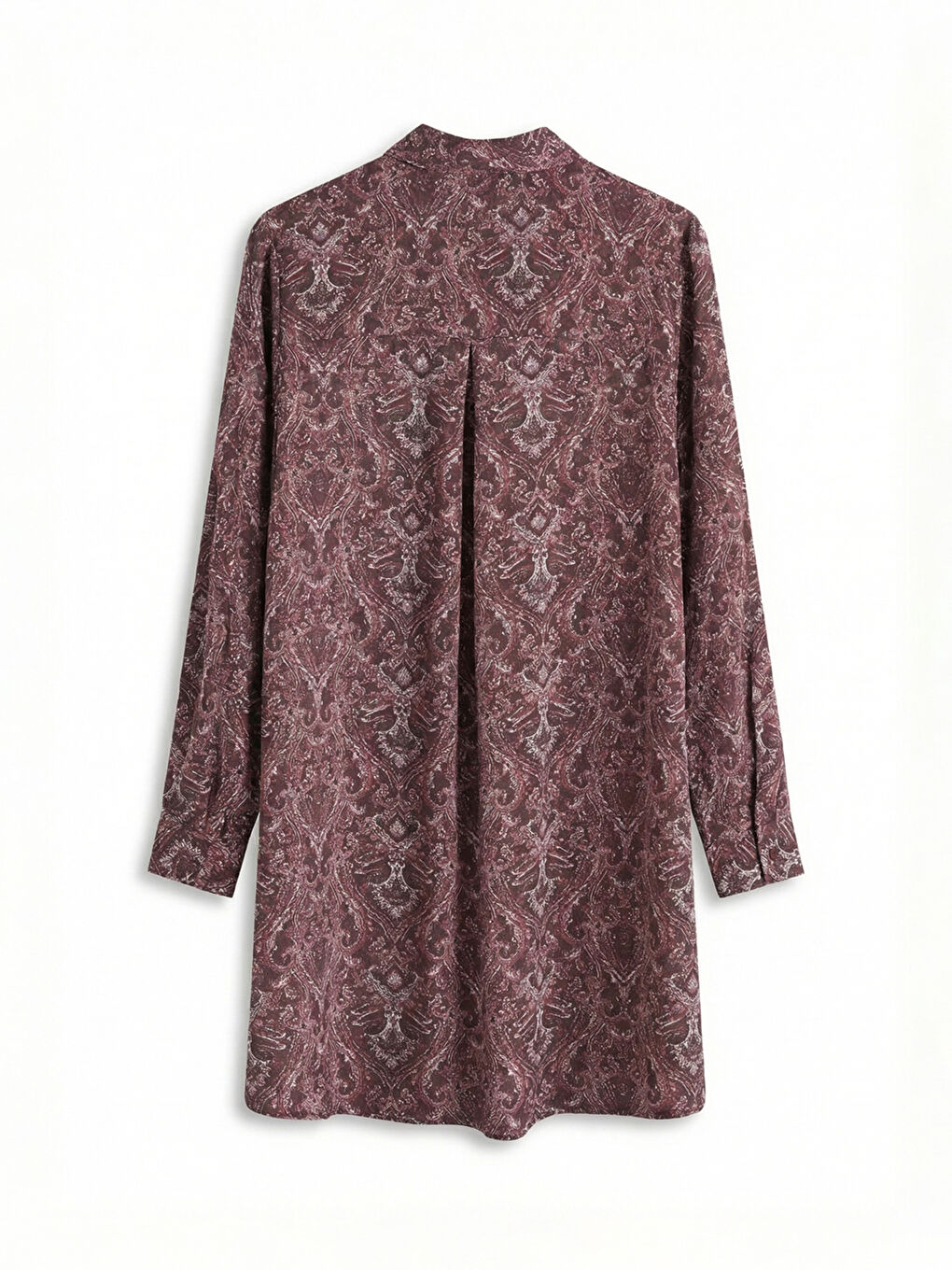 Bordo Desenli Kadın Gömlek Tunik	-5