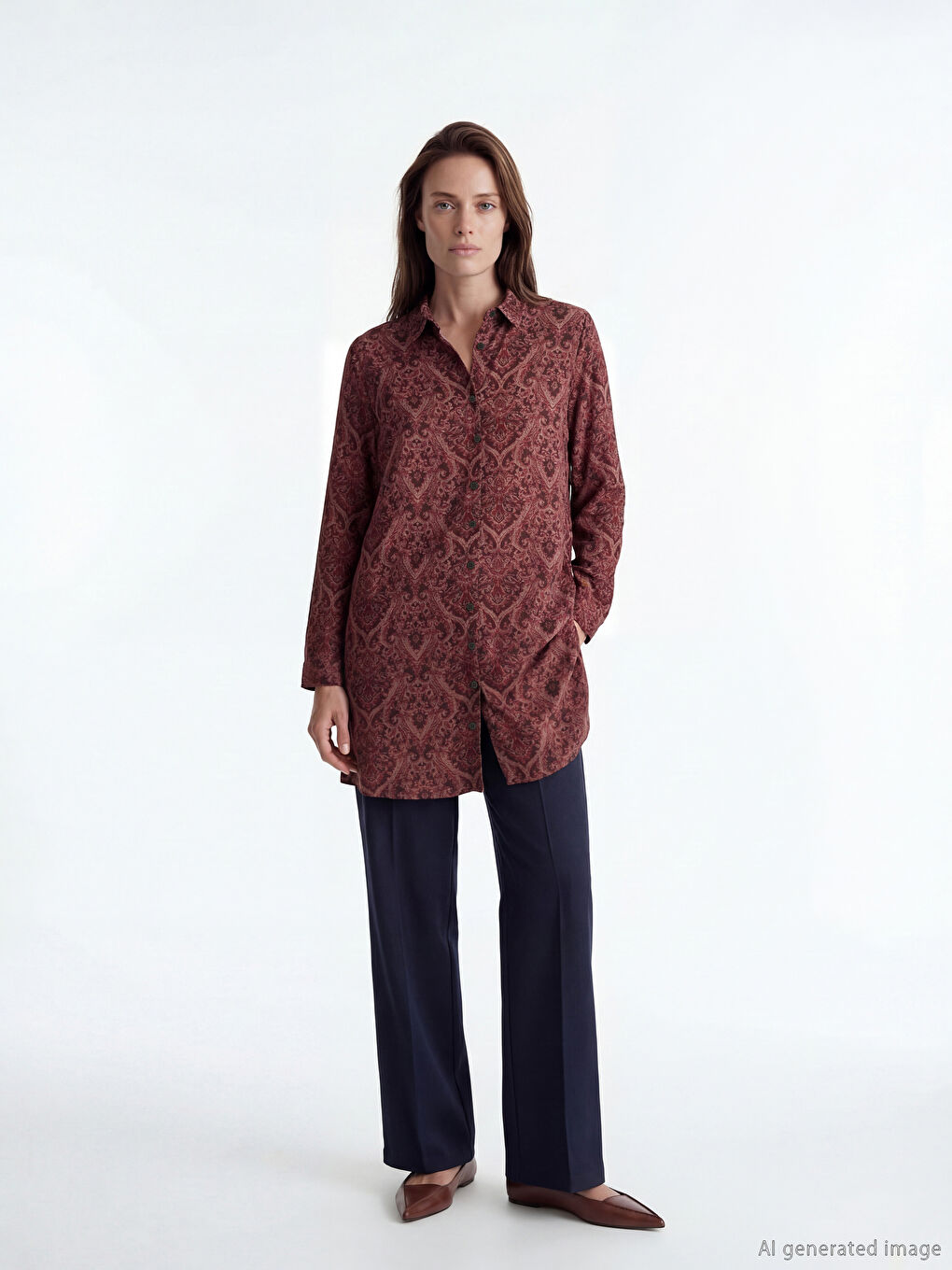 قميص تونيك نسائي منقوش-1