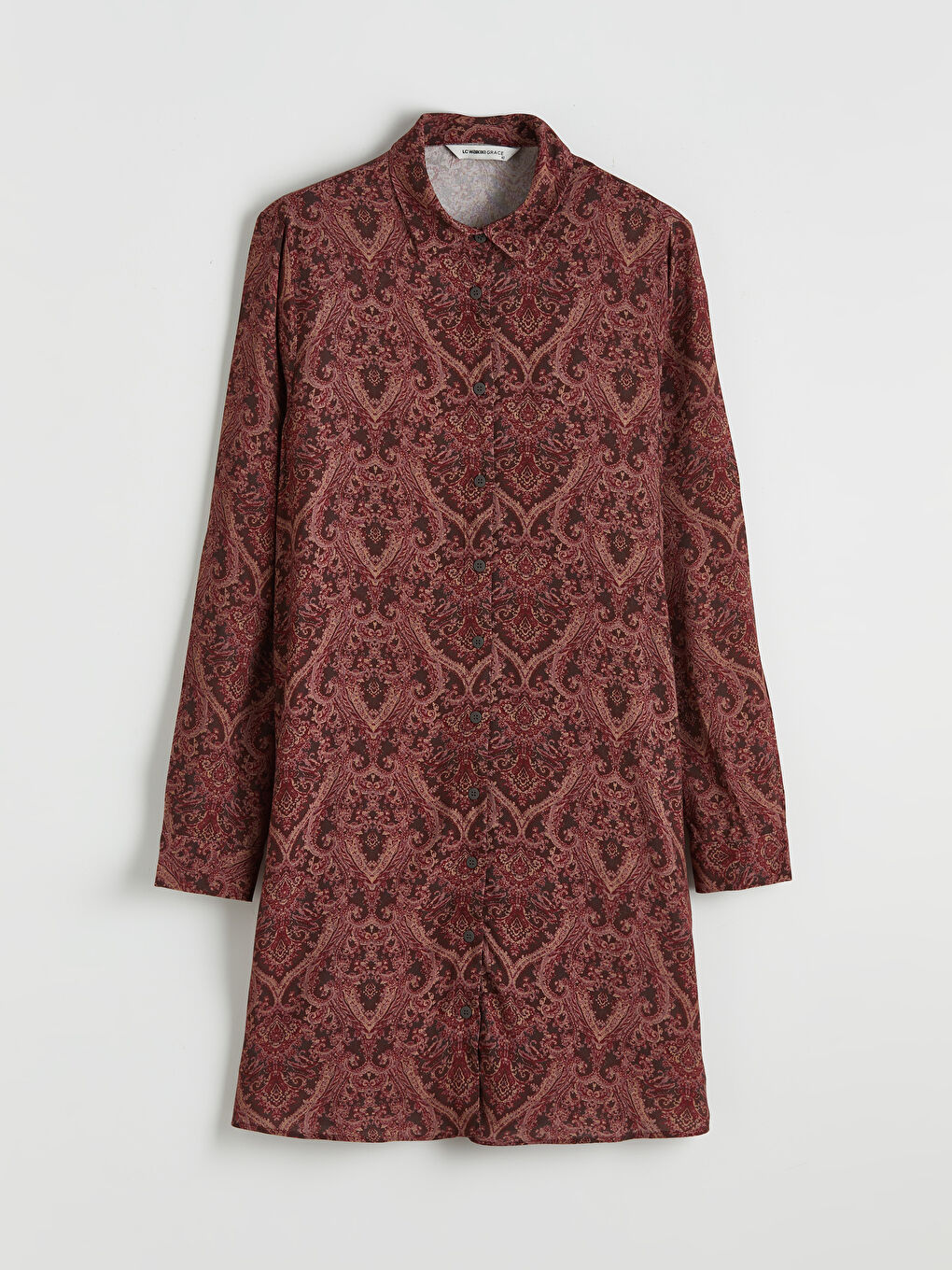 Bordo Desenli Kadın Gömlek Tunik	