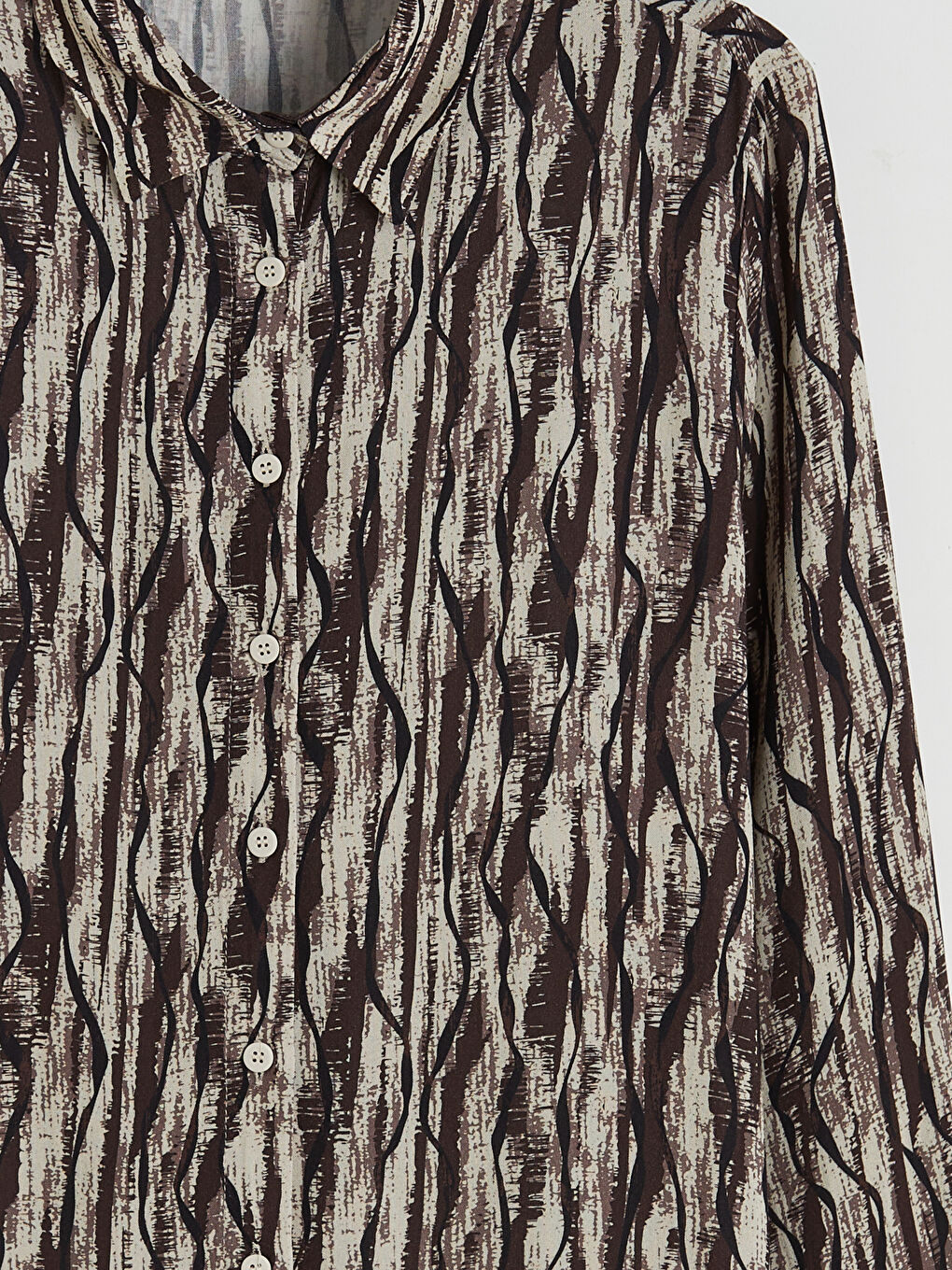 Kahverengi Desenli Kadın Gömlek Tunik-1