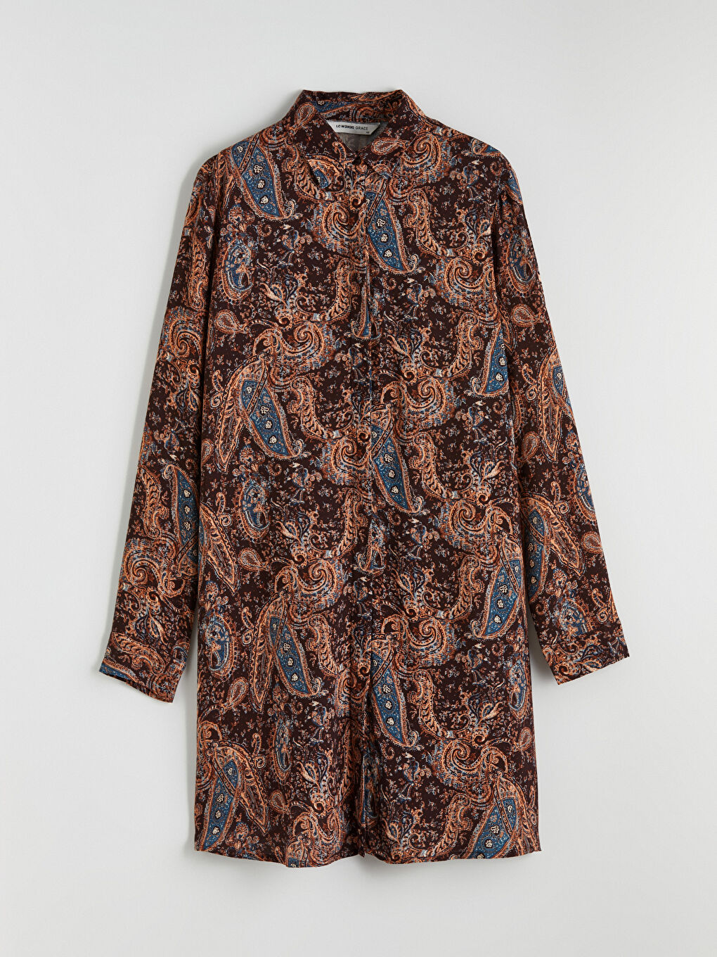 Kahverengi Desenli Kadın Gömlek Tunik	-3