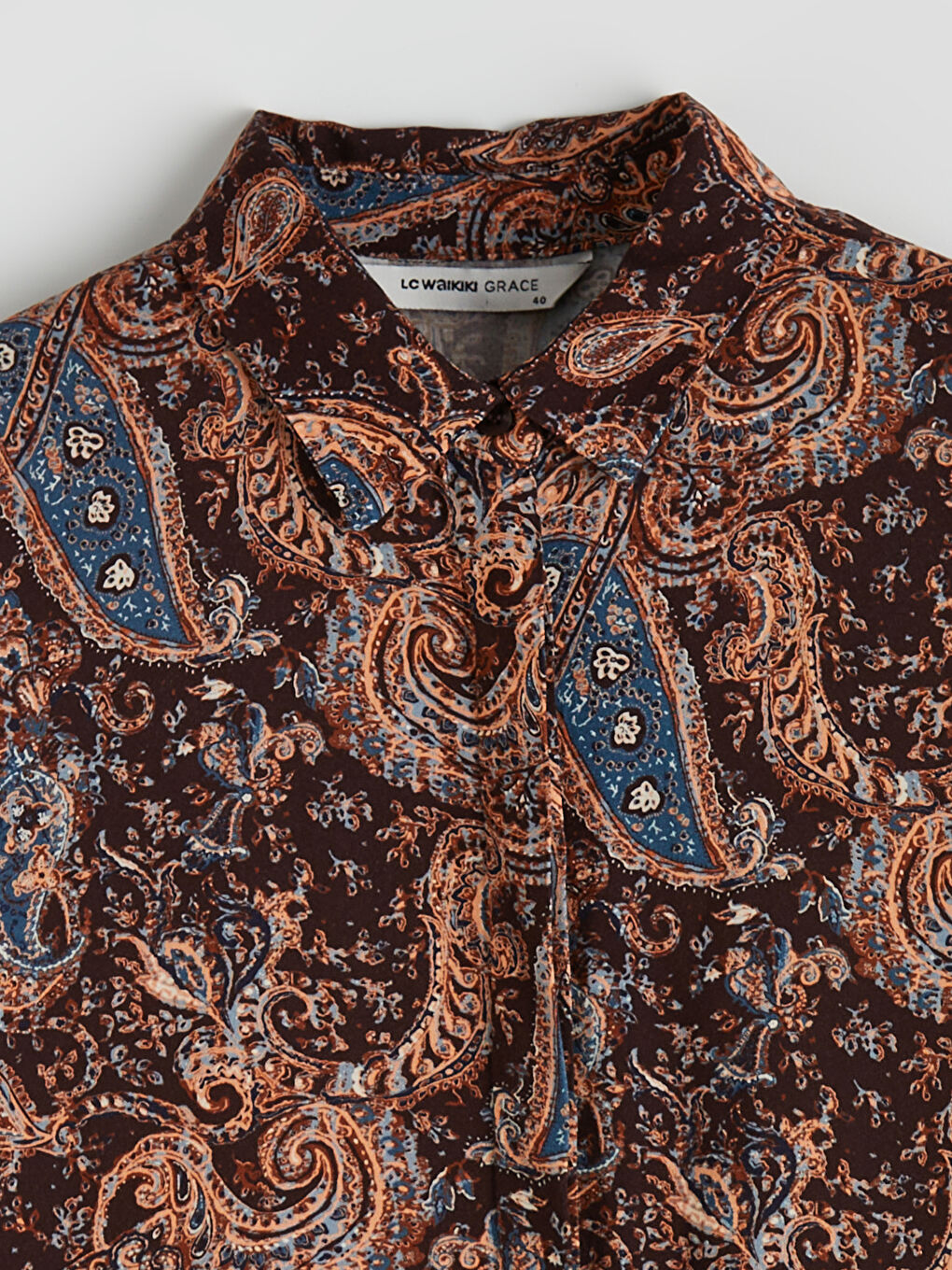 Kahverengi Desenli Kadın Gömlek Tunik	-4