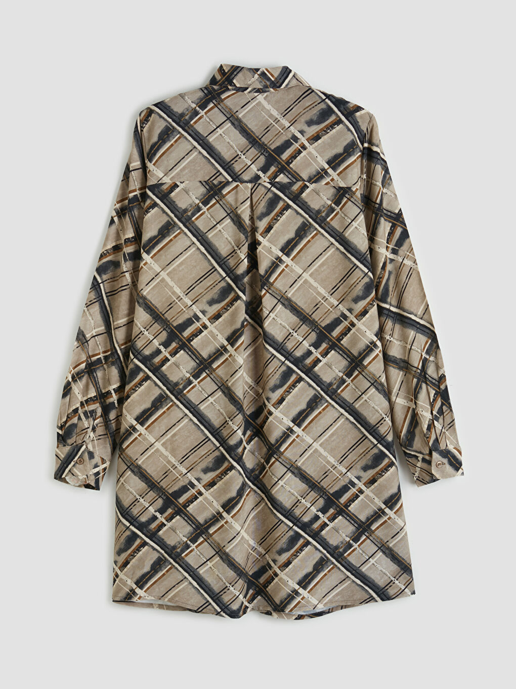 Gri Desenli Kadın Gömlek Tunik	-1