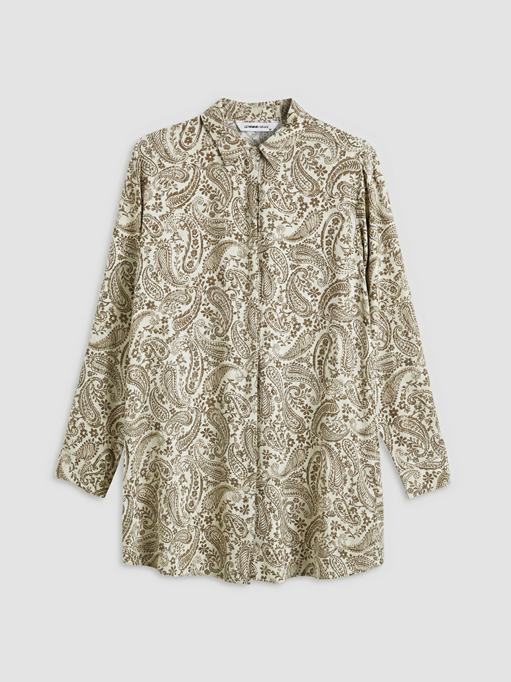 Haki Desenli Kadın Gömlek Tunik	