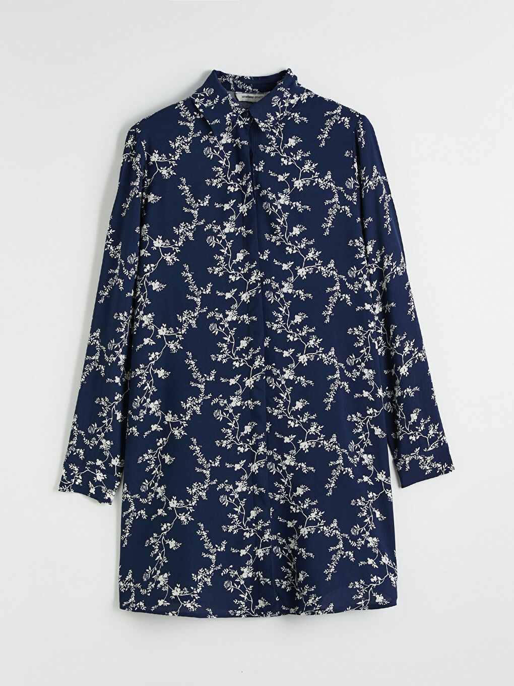 Lacivert Desenli Kadın Gömlek Tunik	-4