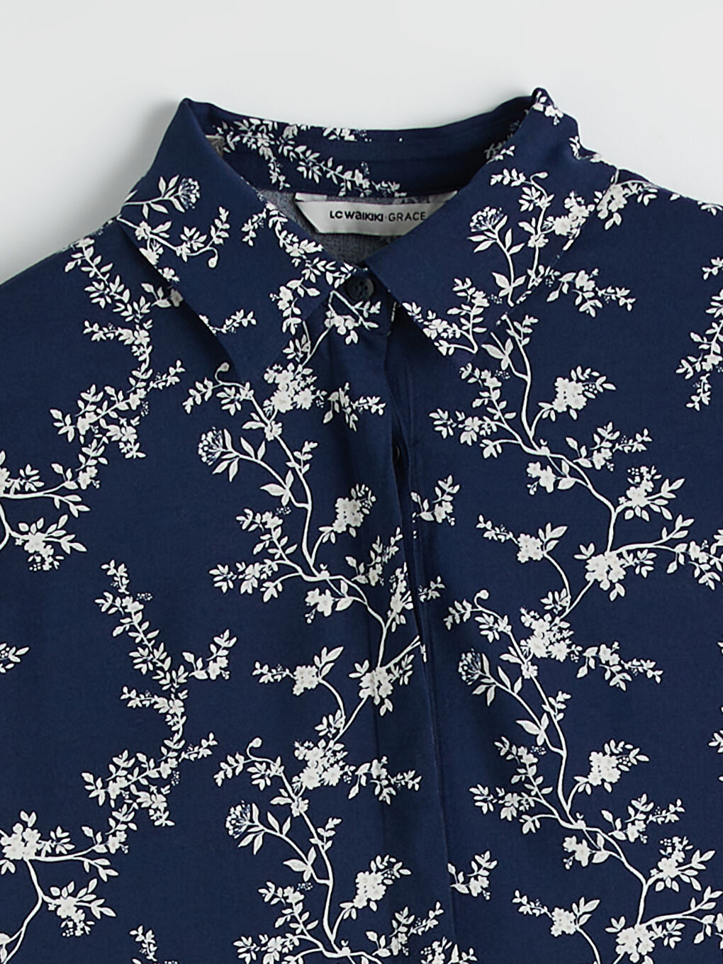 Lacivert Desenli Kadın Gömlek Tunik	-5