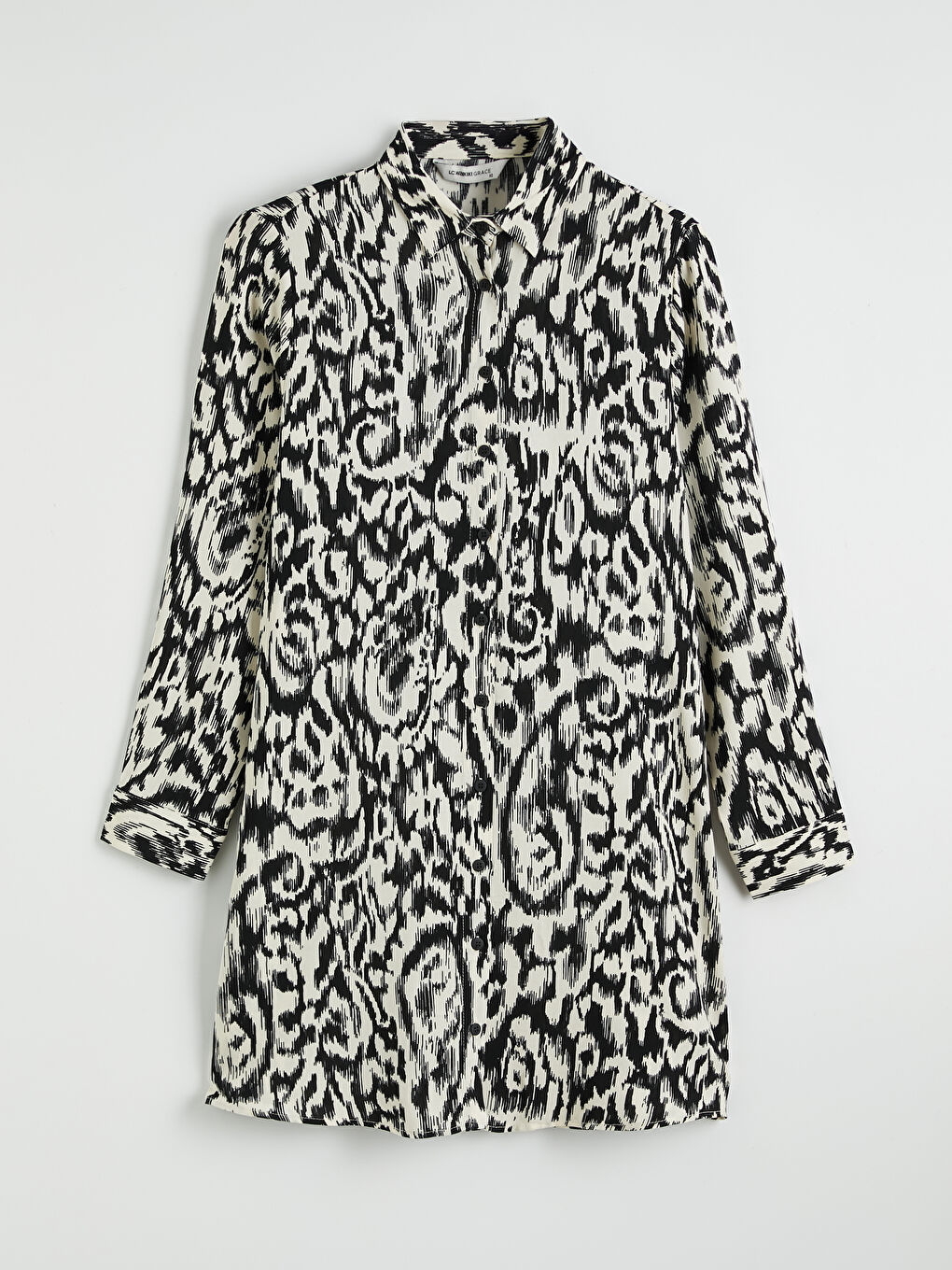 Siyah Desenli Kadın Gömlek Tunik-4