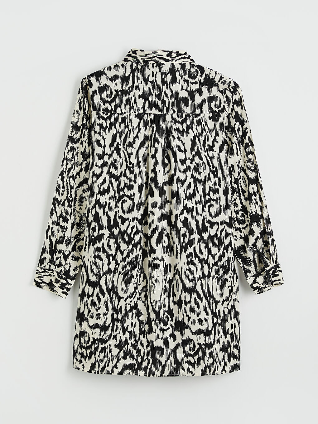 Siyah Desenli Kadın Gömlek Tunik-5