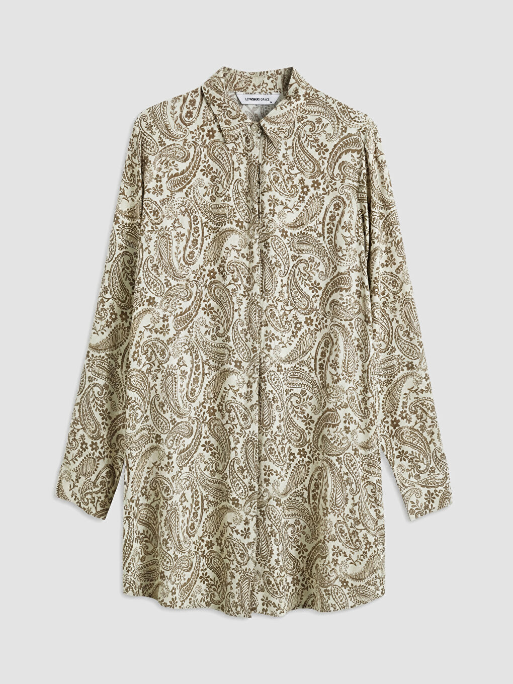 Haki Desenli Kadın Gömlek Tunik	-4