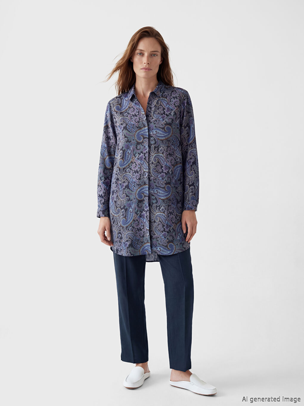 Patterned Women's Shirt Tunic-1