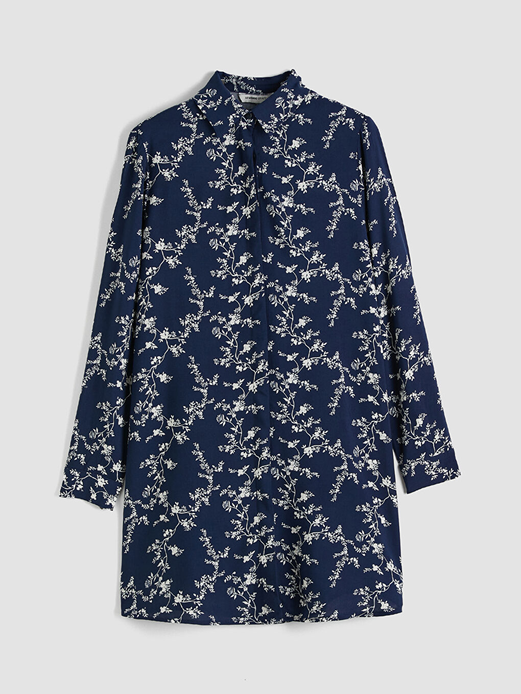 Lacivert Desenli Kadın Gömlek Tunik	-4