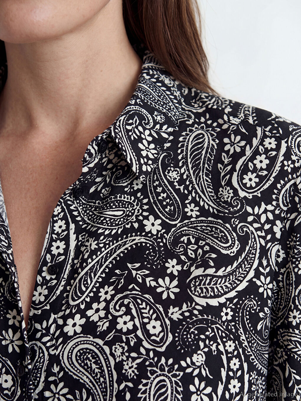 Siyah Desenli Kadın Gömlek Tunik-2