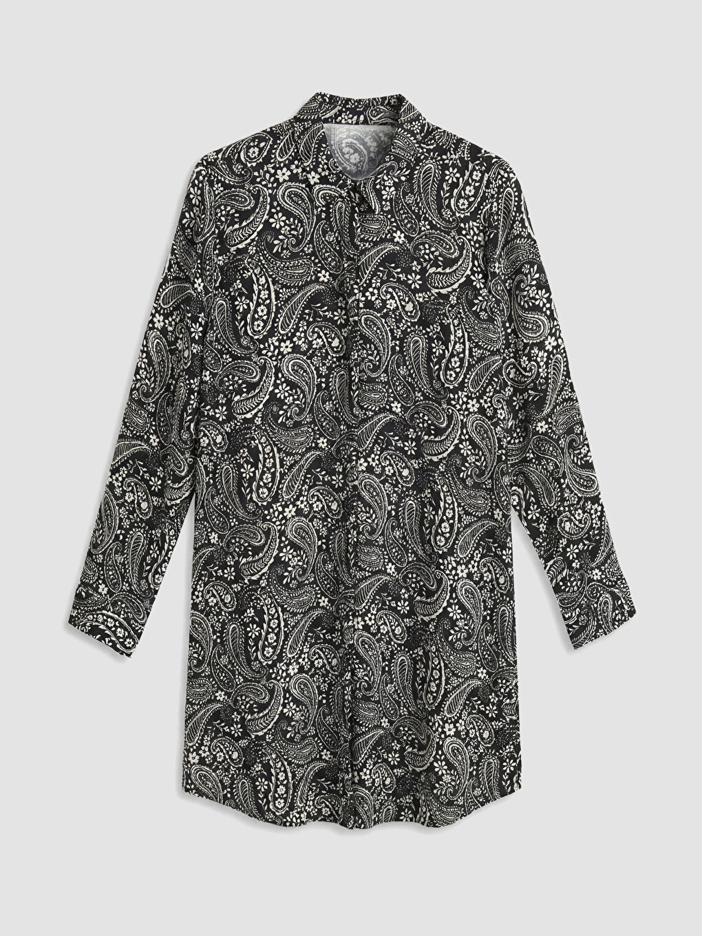 Siyah Desenli Kadın Gömlek Tunik	-4