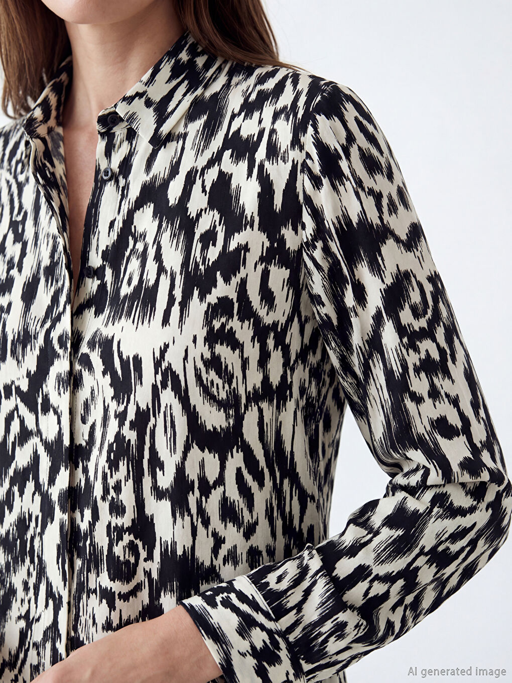 Siyah Desenli Kadın Gömlek Tunik-2