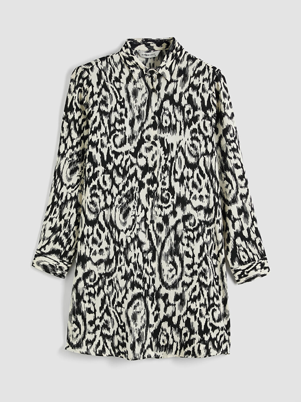 Siyah Desenli Kadın Gömlek Tunik	-4