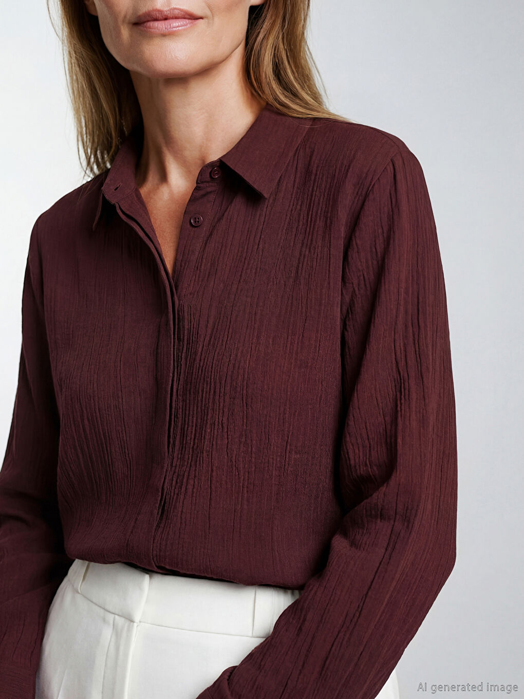 Kahverengi Büyük Beden Dokulu Kadın Gömlek Tunik-2