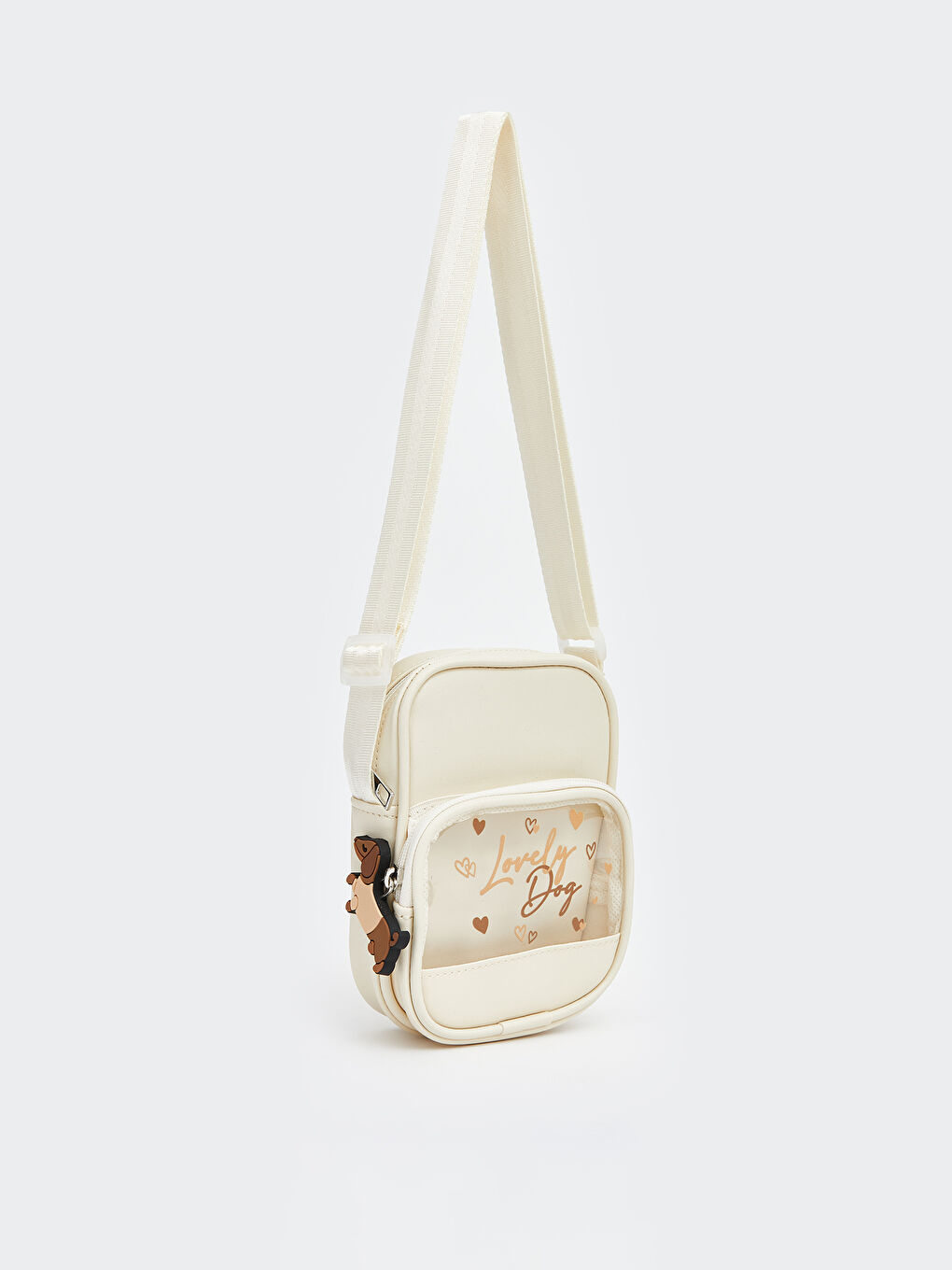 Ekru Deri Görünümlü Kız Çocuk Omuz Çantası-1