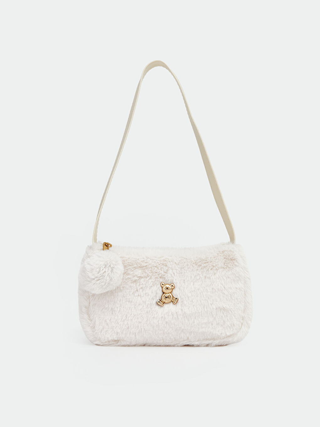 Bej Ayı Figürlü Kız Çocuk Pelüş Omuz Çantası