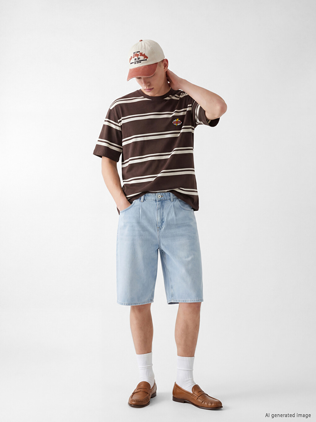 Crew Neck Striped Embroidered Men's T-Shirt-1