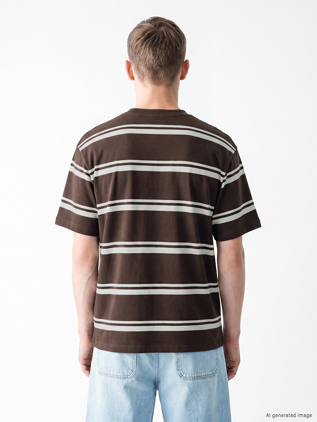 Crew Neck Striped Embroidered Men's T-Shirt-3