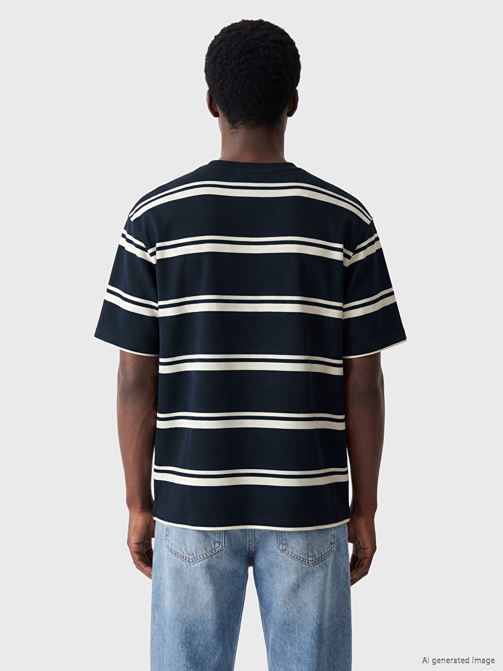 Crew Neck Striped Embroidered Men's T-Shirt-3