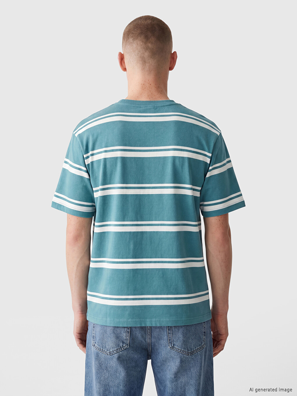 Crew Neck Striped Embroidered Men's T-Shirt-3