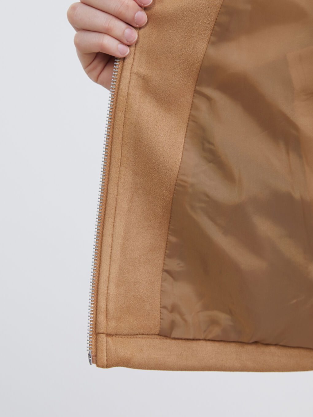 Bej Oversize Kadın Süet Görünümlü Ceket-6