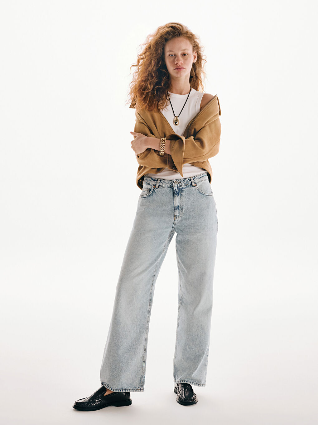 Bej Oversize Kadın Süet Görünümlü Ceket-1