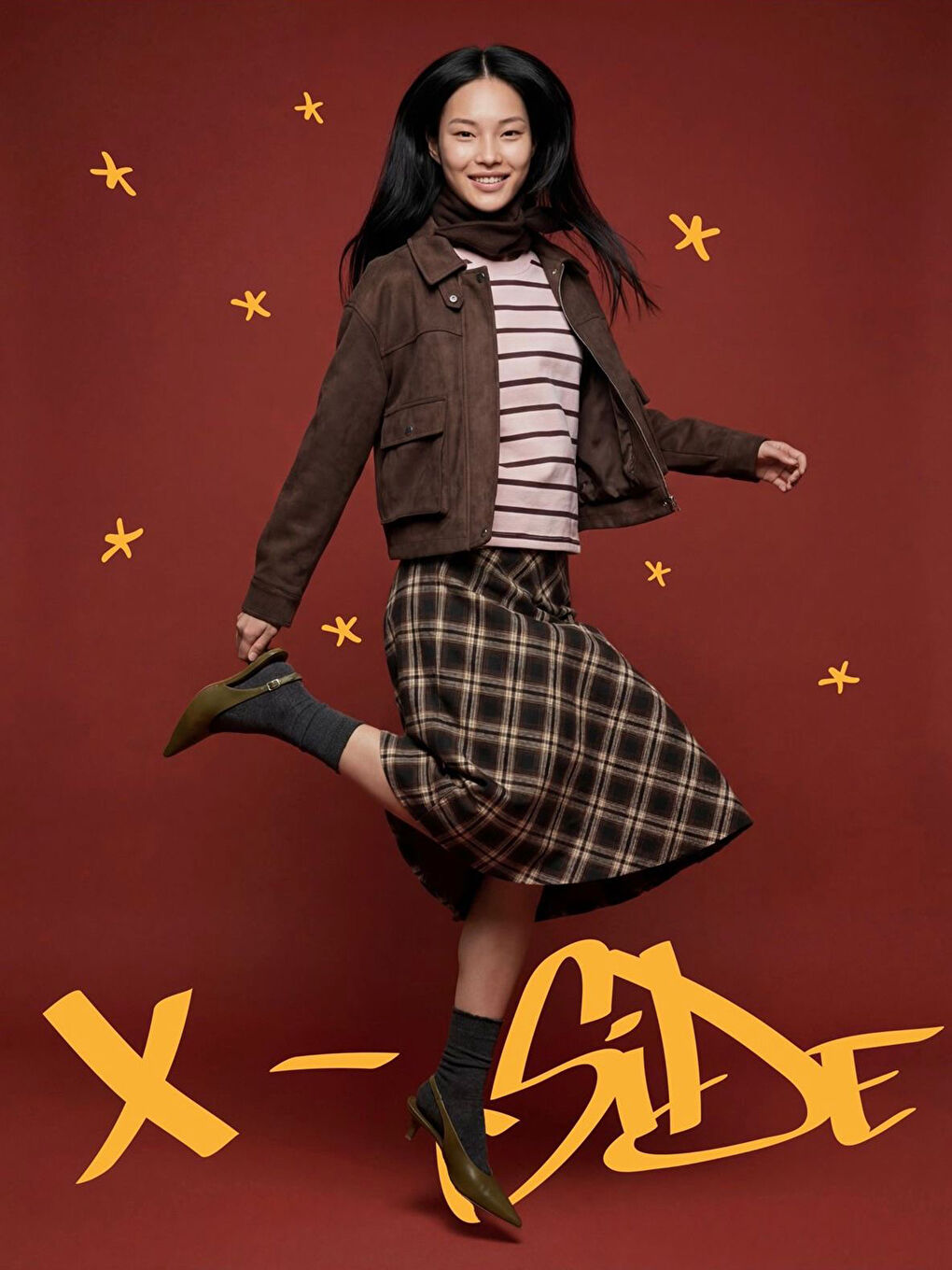 Plaid A-Line Skirt with a Zippered Waist