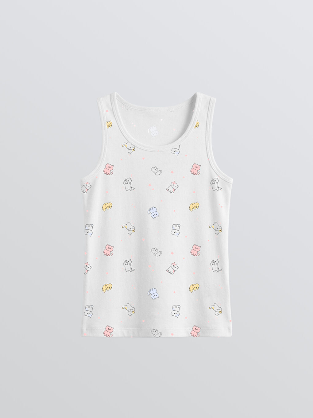 Beyaz Baskılı Kız Çocuk Atlet