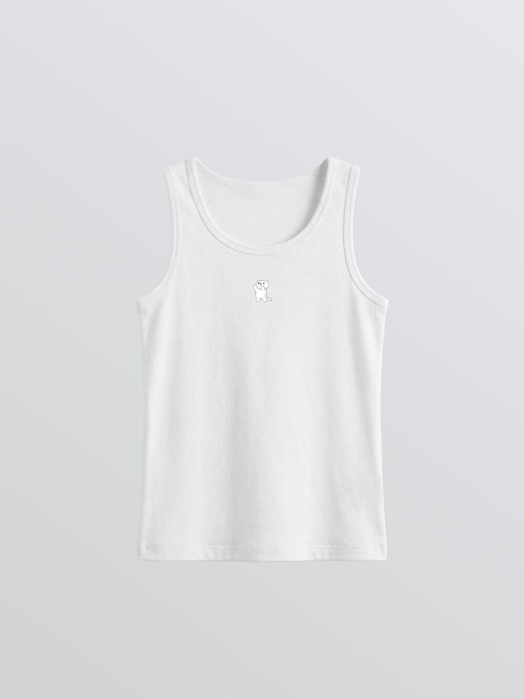 Beyaz Baskılı Kız Çocuk Atlet