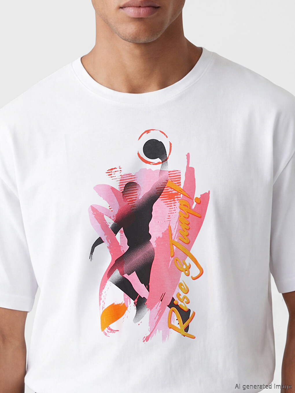 Crew Neck Oversize Printed Men's Sports T-Shirt-1