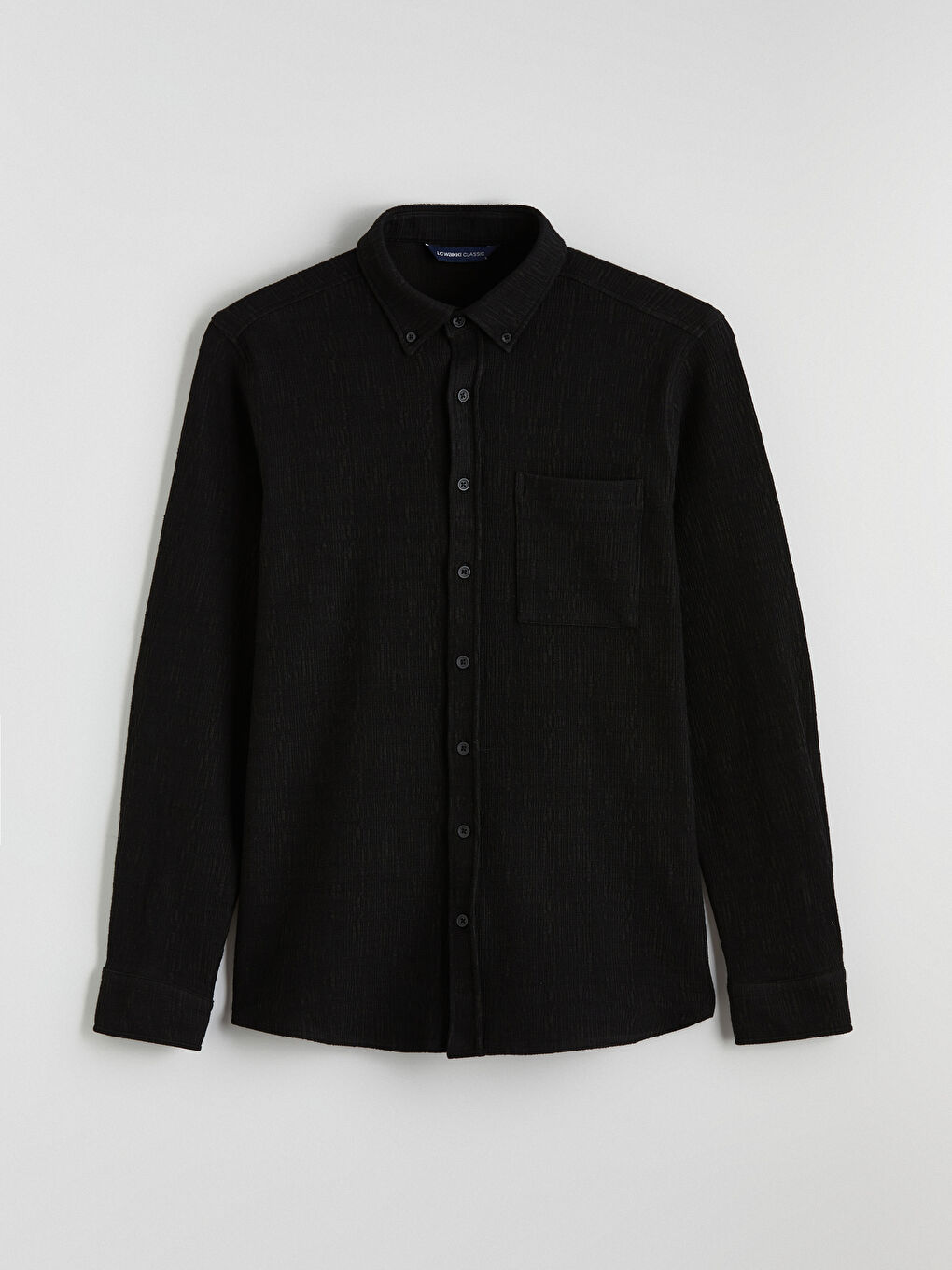 Siyah Regular Fit Armürlü Erkek Gömlek