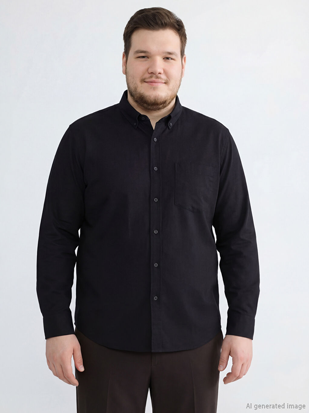 Siyah Regular Fit Gabardin Erkek Gömlek-1