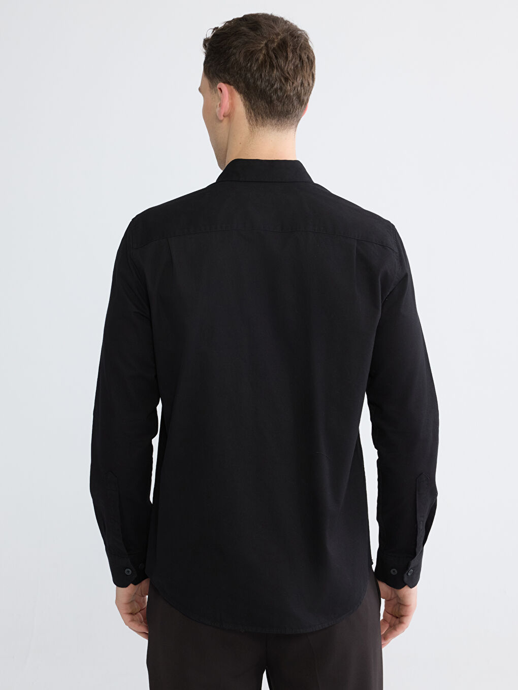 Siyah Regular Fit Gabardin Erkek Gömlek-3