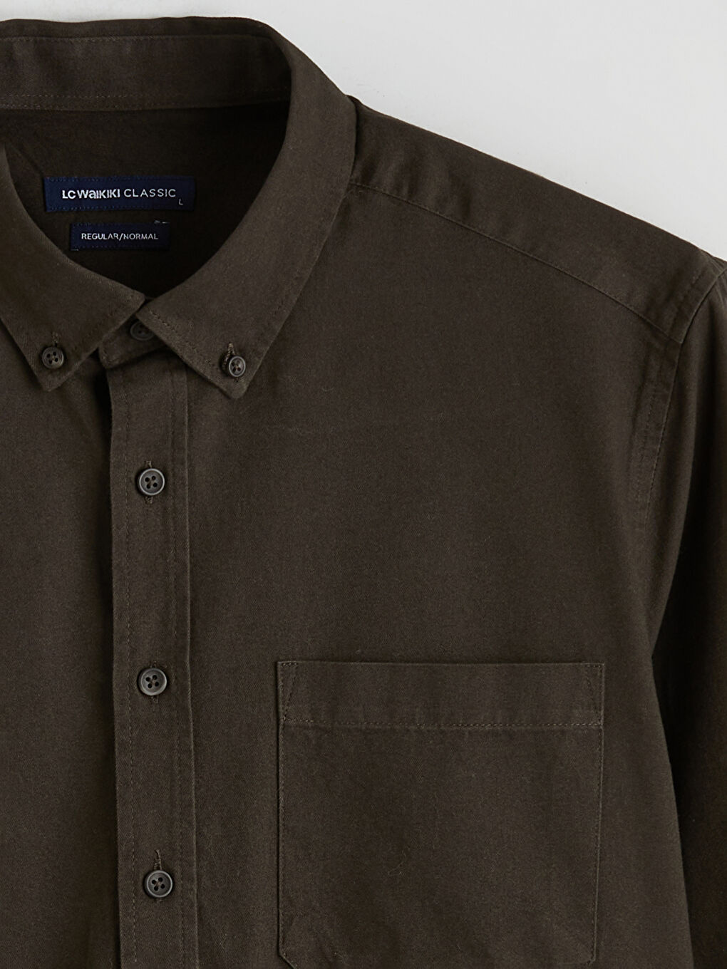 Haki Regular Fit Gabardin Erkek Gömlek-1