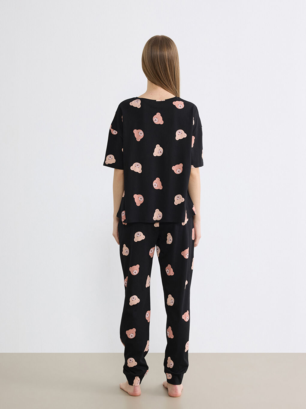 Женский комплект пижам с принтом «Медвежонок»-3