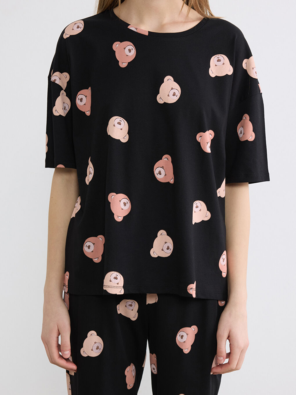 Женский комплект пижам с принтом «Медвежонок»-2