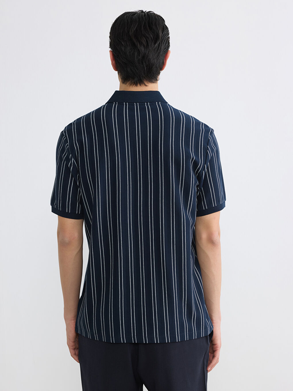 Lacivert Polo Yaka Çizgili Erkek Tişört		
-3